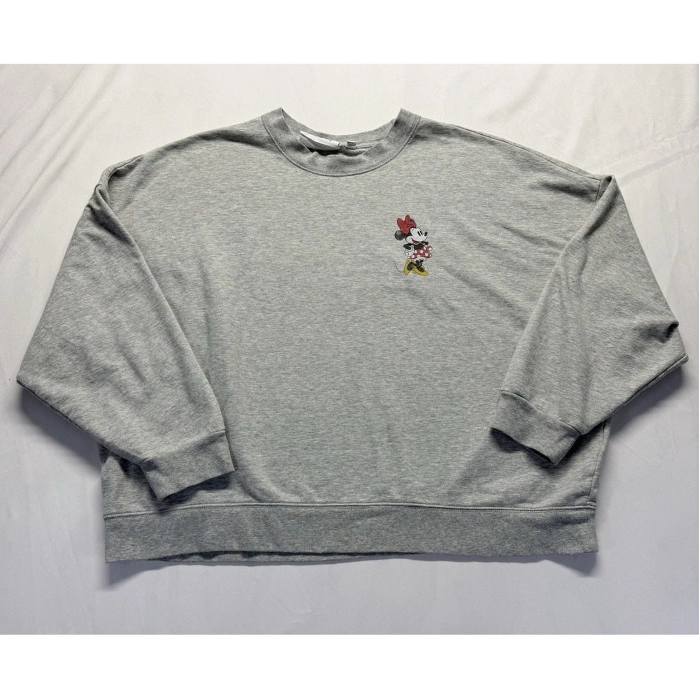 Disney Gap Minnie Mouse Sweatshirt Crop Gray Womens 2XL Crewneck Pullover